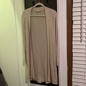 LOFT longline lightweight open cardigan size M Oatmeal color